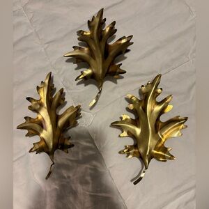 Set of 3 vintage brass leaves
